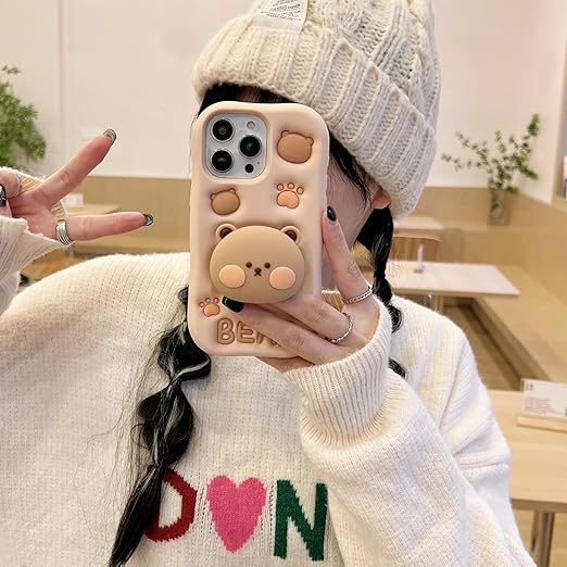 Bear Cartoon Case, Silicon Full Protective Shockproof Cover for iPhone