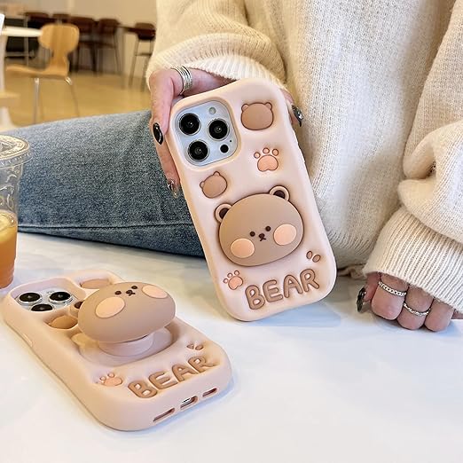 Bear Cartoon Case, Silicon Full Protective Shockproof Cover for iPhone