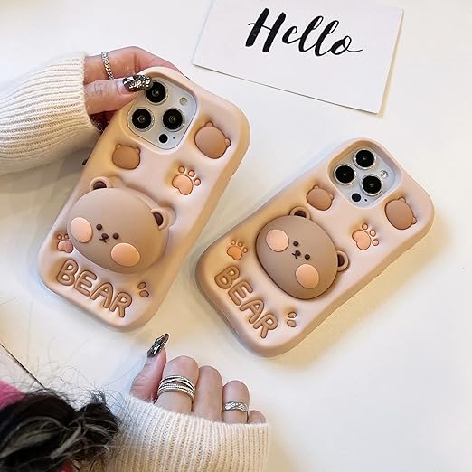 Bear Cartoon Case, Silicon Full Protective Shockproof Cover for iPhone