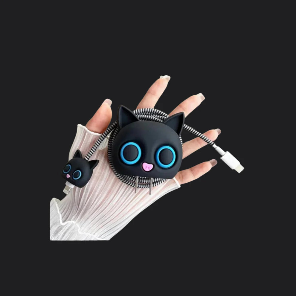 Black Cat Silicone I Phone Charger Protecter