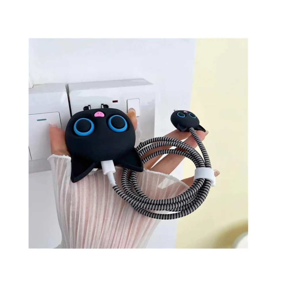 Black Cat Silicone I Phone Charger Protecter