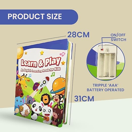 Interactive Sound Book for Kids, Boys, Toddlers – Educational Talking Book with Music, Phonics, Numbers, ABCs, Shapes & Touch Features