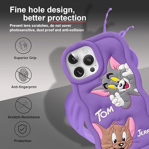 Tom and Jerry Cartoon Case, Full Protective Shockproof Cover for iPhone 15 Pro Regular