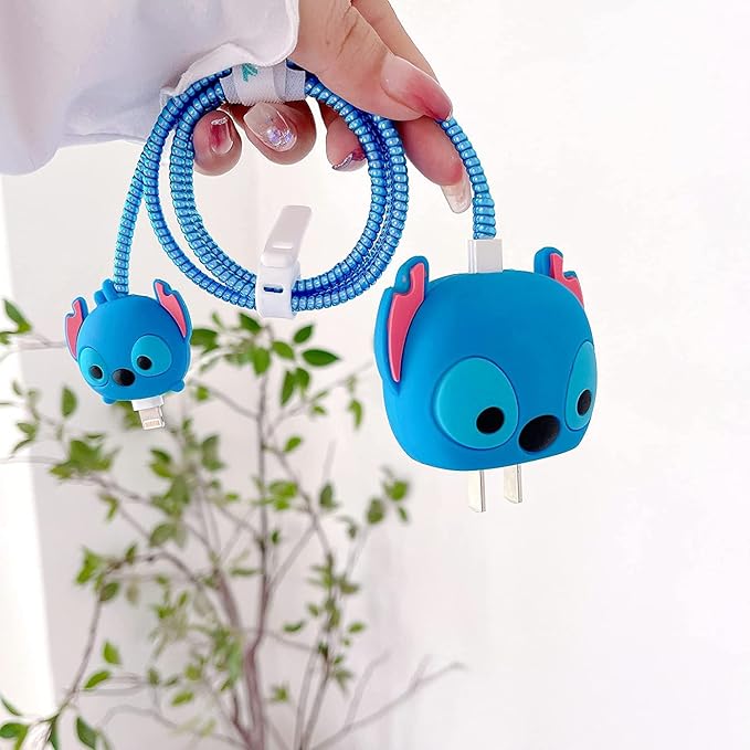 Stitch-themed Silicon I Phone charger Protecter