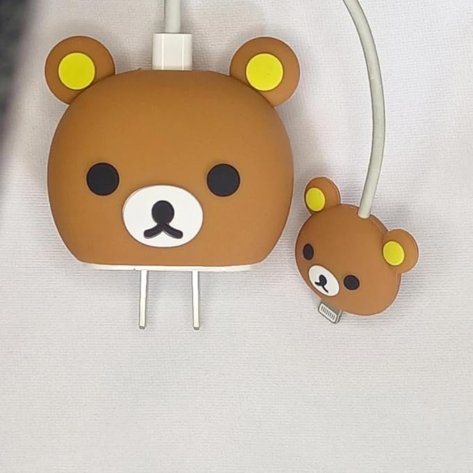 Orange Bear Silicone I Phone Charger Protecter