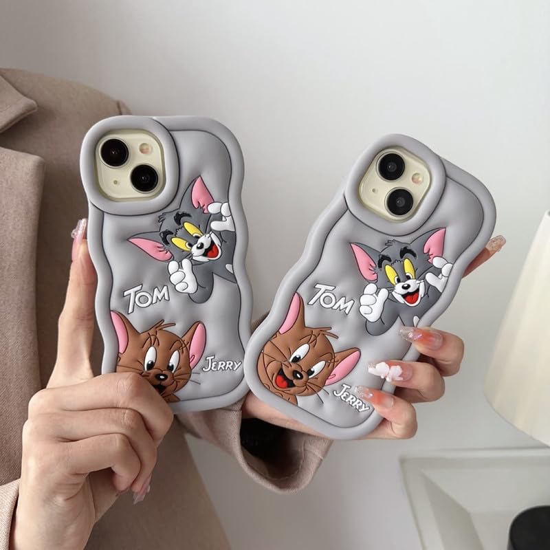 Tom and Jerry Cartoon Case, Full Protective Shockproof Cover for iPhone 15 Pro