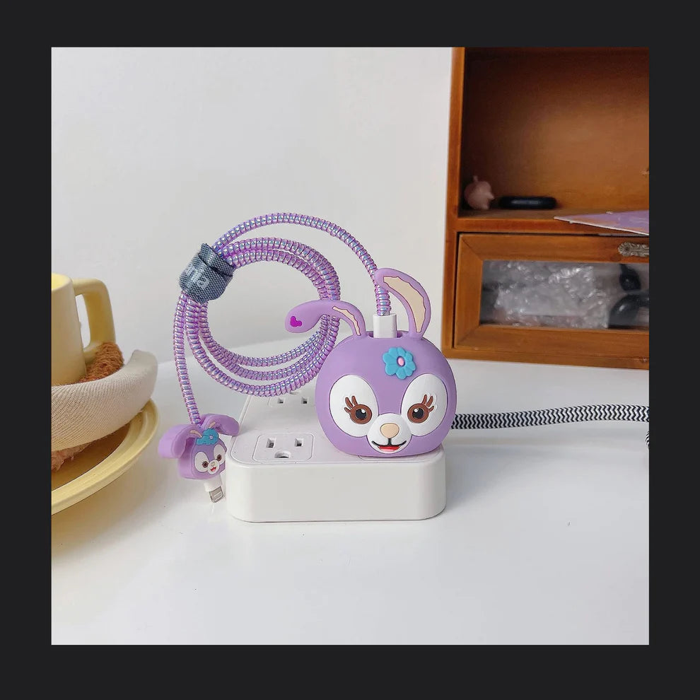 Purple Rabbit Silicone I Phone Charger Protecter