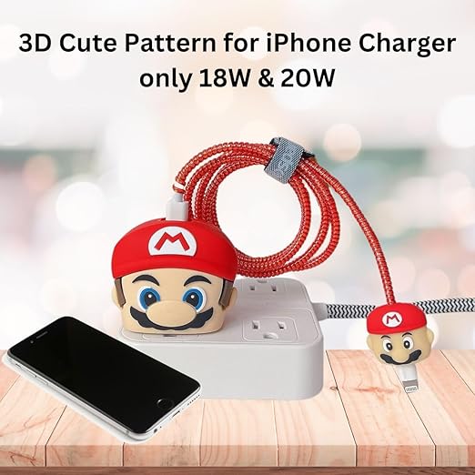 Mario Red Silicon I Phone Charger Protecter