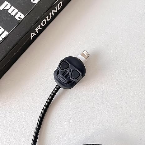 Black Skull Silicone I Phone Charger Protecter
