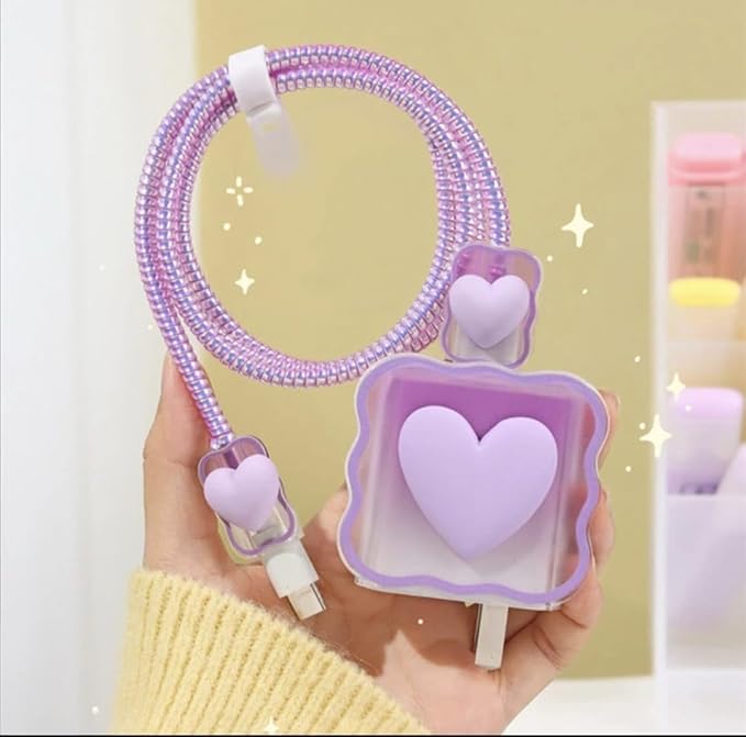 Purple Heart Silicone I Phone Charger Protecter