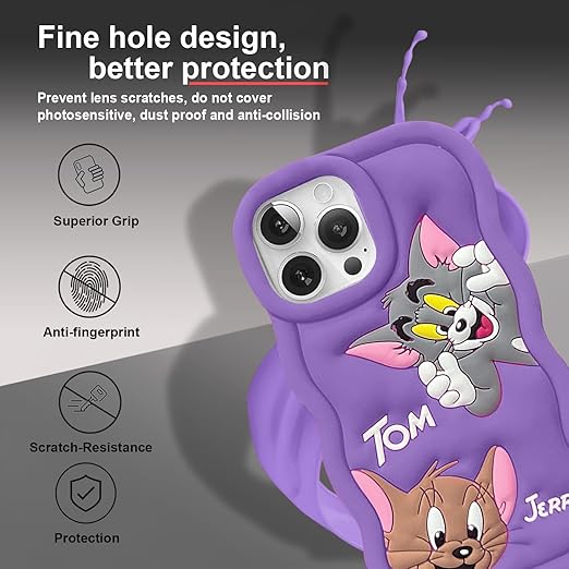 Tom and Jerry Cartoon Case, Full Protective Shockproof Cover for iPhone 15 Pro
