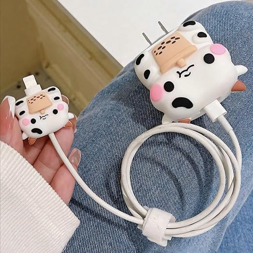 White Bunny Silicone I Phone Charger Protecter
