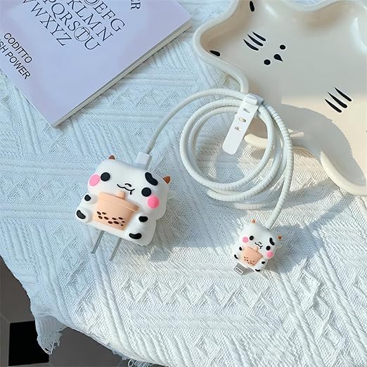 White Bunny Silicone I Phone Charger Protecter