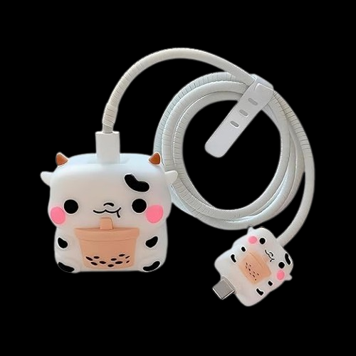 White Bunny Silicone I Phone Charger Protecter
