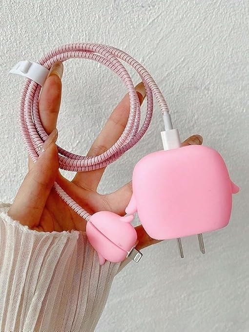 Cute Penguin Pink design Silicon I Phone Charger Protecter Regular