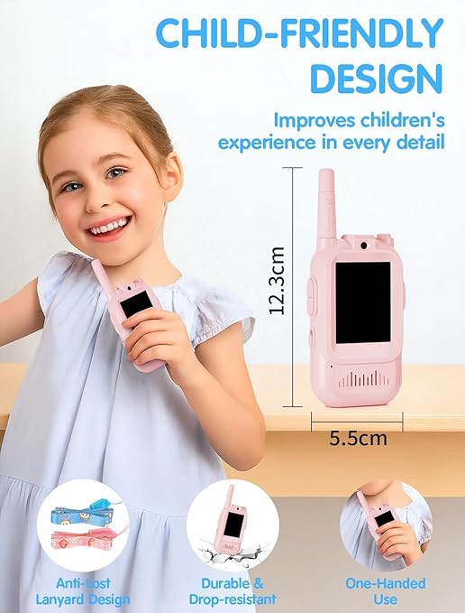 Kids Video Walkie Talkie with Camera & 2-Way Audio – Rechargeable Long Range Toy for Boys & Girls