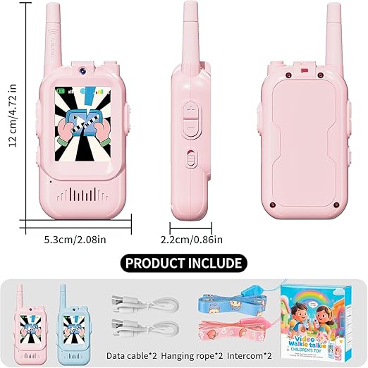 Kids Video Walkie Talkie with Camera & 2-Way Audio – Rechargeable Long Range Toy for Boys & Girls