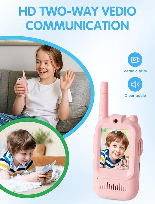 Kids Video Walkie Talkie with Camera & 2-Way Audio – Rechargeable Long Range Toy for Boys & Girls