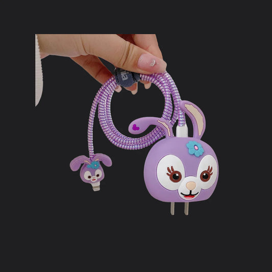 Purple Rabbit Silicone I Phone Charger Protecter