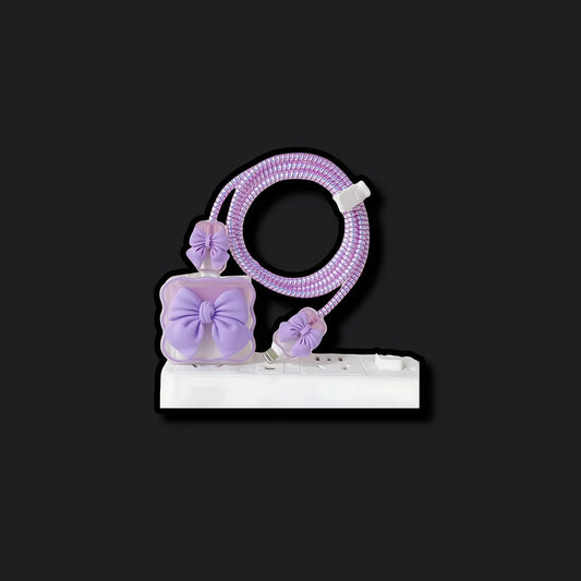 Purple Bow Silicon I Phone Charger Protecter