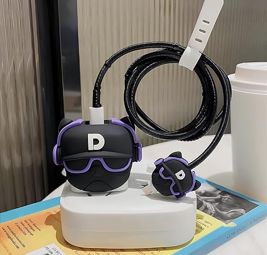 Bull Dog Hip-Hop Silicone I Phone Charger Protecter Purple