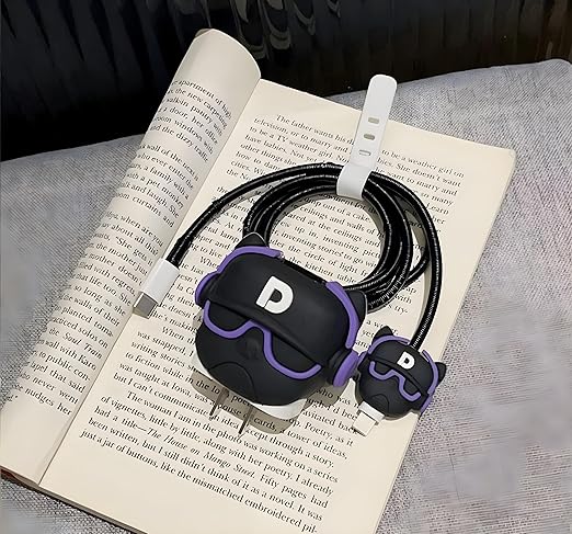 Bull Dog Hip-Hop Silicone I Phone Charger Protecter Purple
