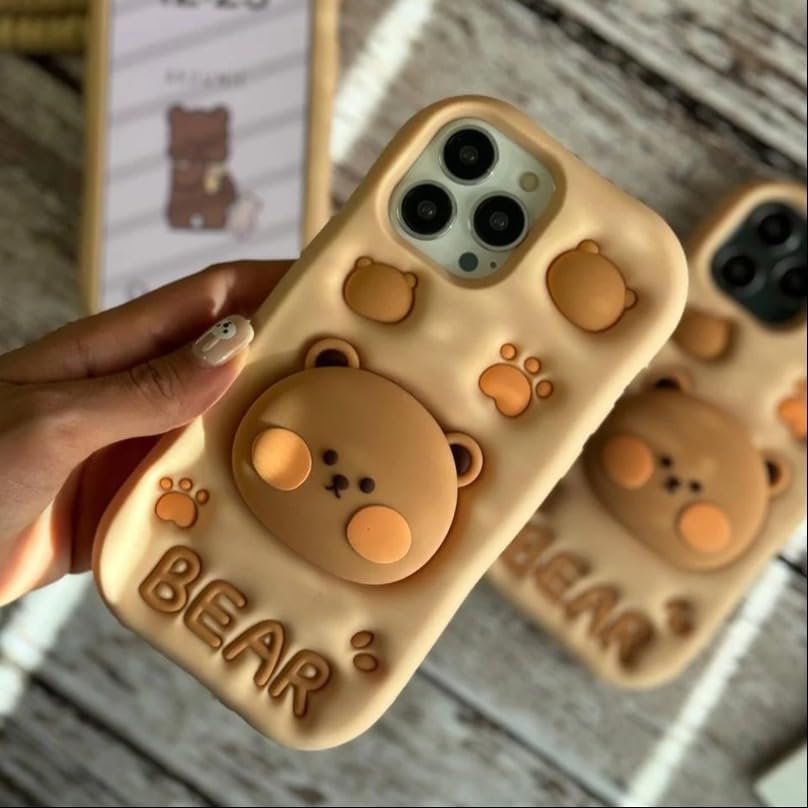 Bear Cartoon Case, Silicon Full Protective Shockproof Cover for iPhone