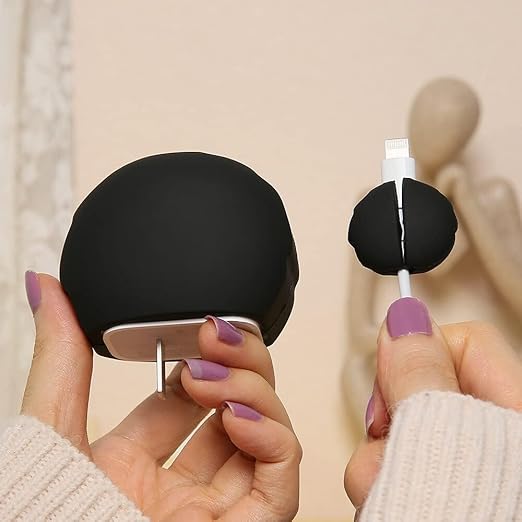 Black Owl Silicone I Phone Charger Protecter