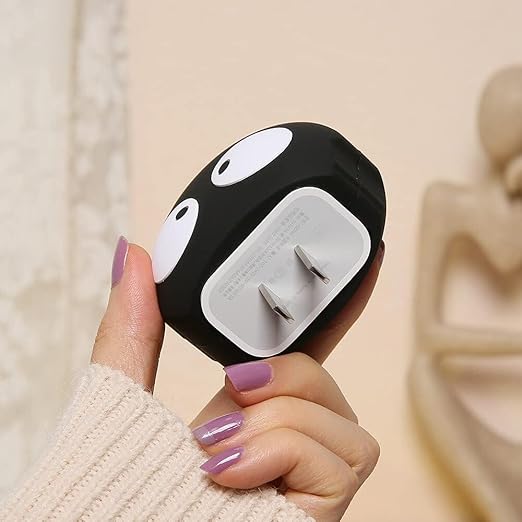Black Owl Silicone I Phone Charger Protecter