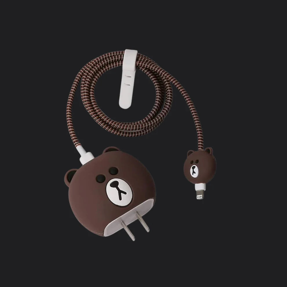 Brown Bear Silicone I Phone Charger Protecter