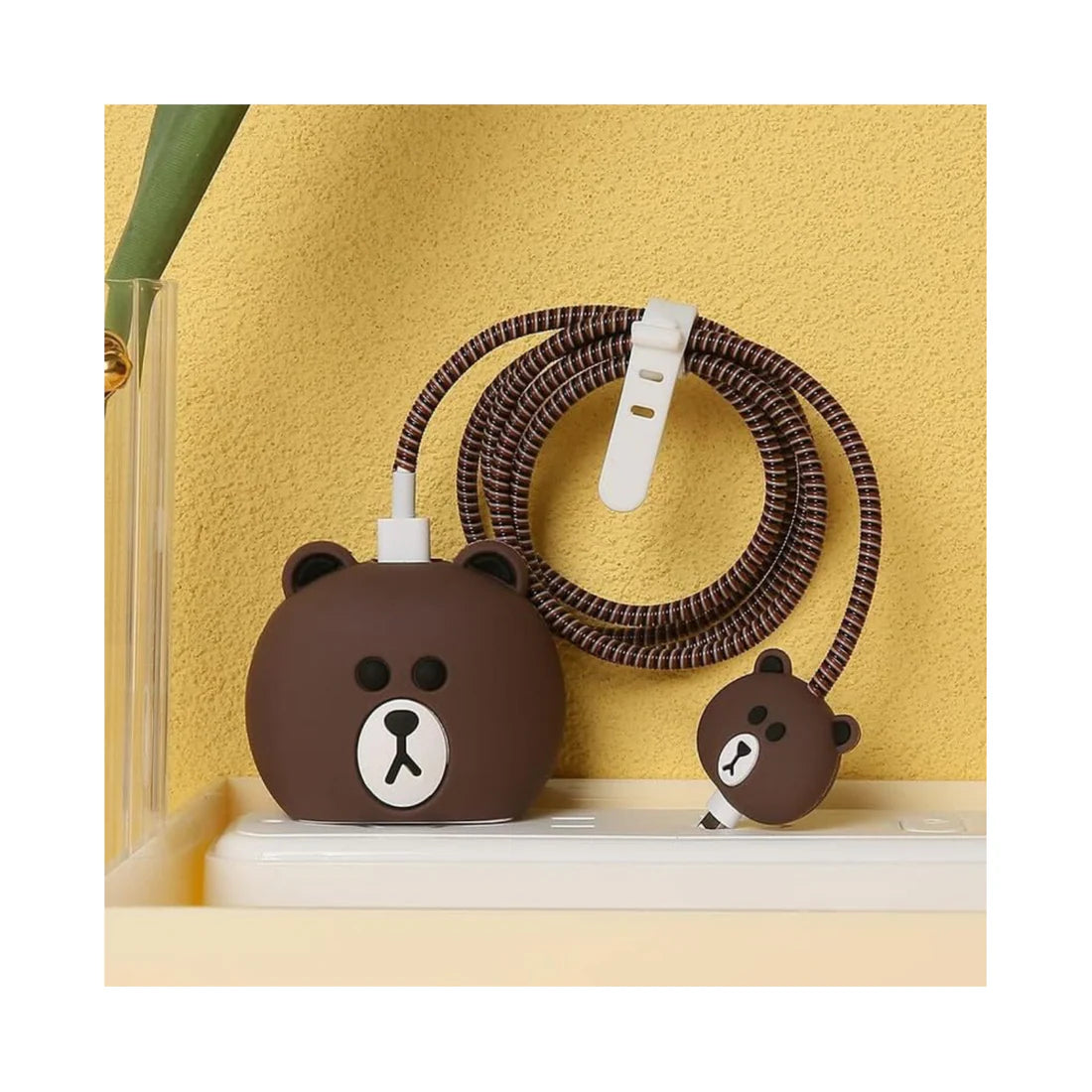 Brown Bear Silicone I Phone Charger Protecter