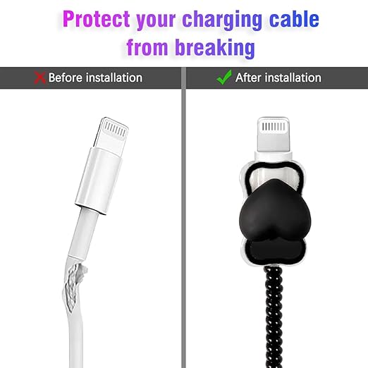 Black Heart Silicone I Phone Charger Protecter