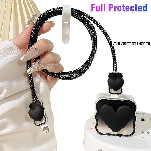 Black Heart Silicone I Phone Charger Protecter