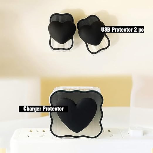 Black Heart Silicone I Phone Charger Protecter