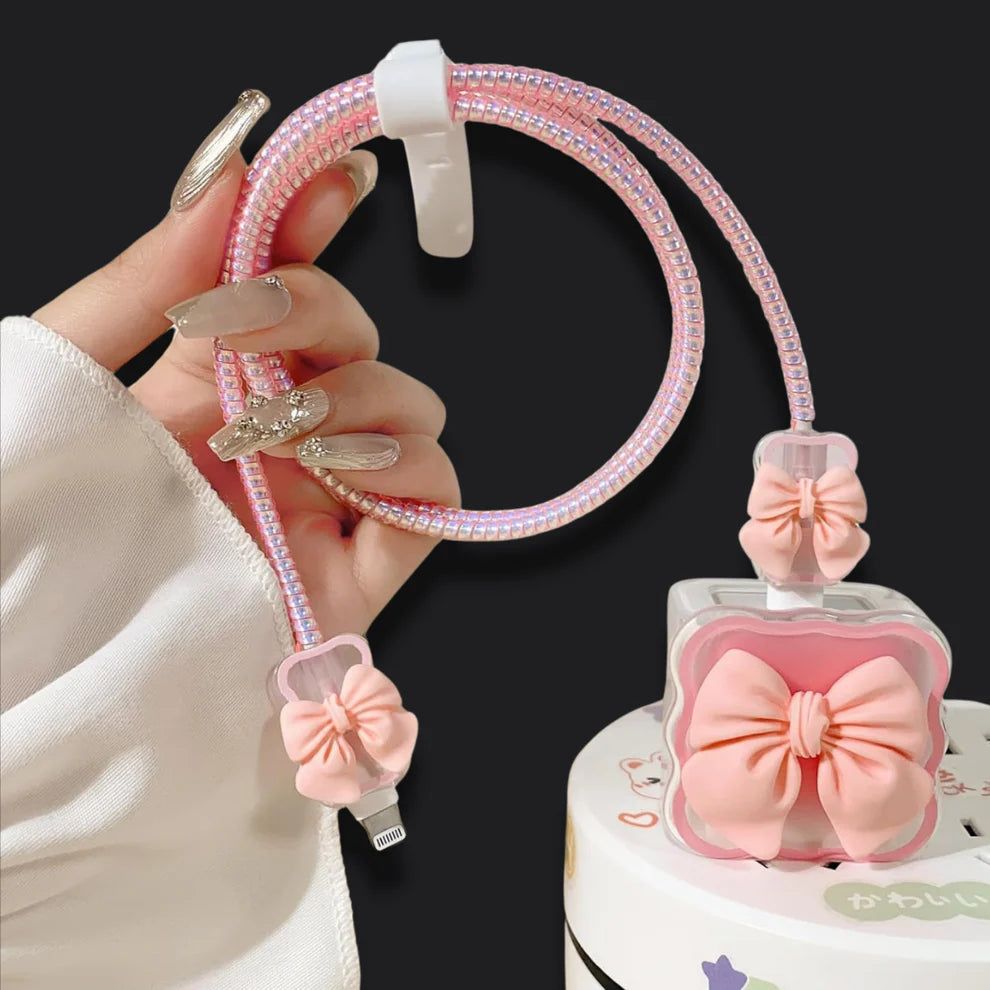 Purple Bow Silicon I Phone Charger Protecter