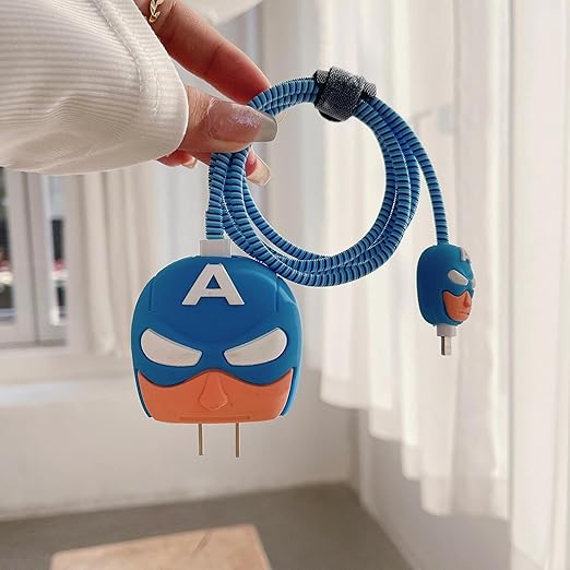 Captain America Themed Silicone I Phone Charger Protecter