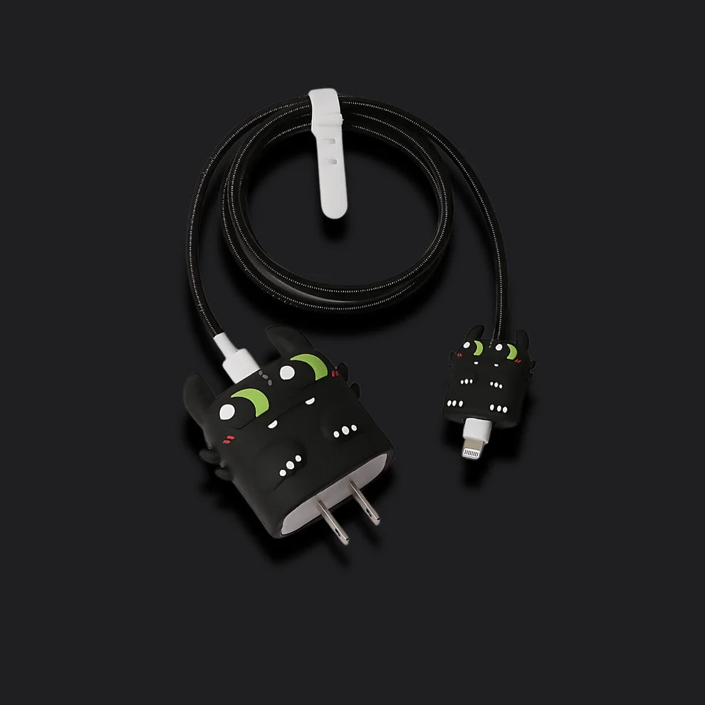 Cute Black Monster Silicone I Phone Charger Protecter