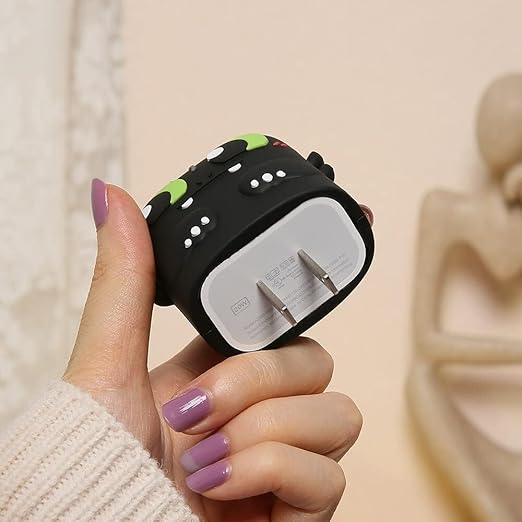 Cute Black Monster Silicone I Phone Charger Protecter