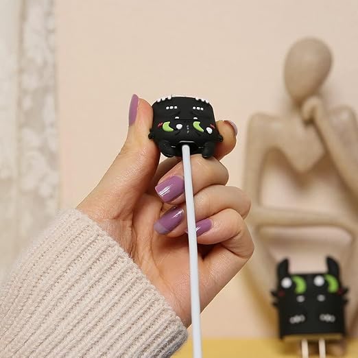 Cute Black Monster Silicone I Phone Charger Protecter