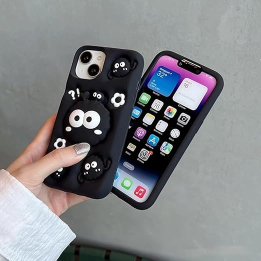 Cute Eyes Back Case, Silicon Full Protective Shockproof Cover for iPhone