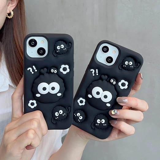 Cute Eyes Back Case, Silicon Full Protective Shockproof Cover for iPhone