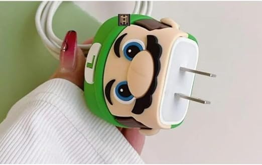 Mario Green Silicon I Phone Charger Protecter