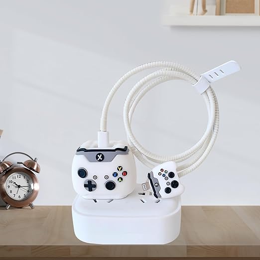 White Game Console Silicon I Phone Charger Protecter