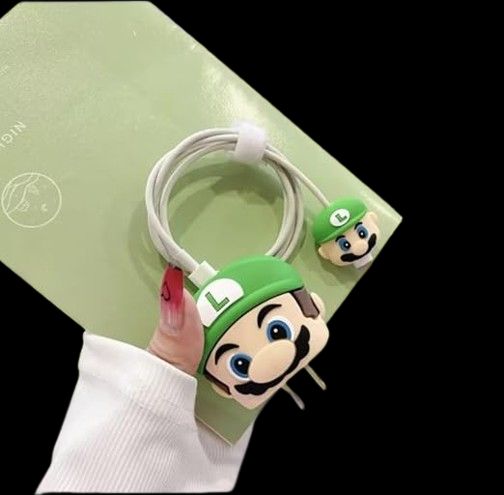 Mario Green Silicon I Phone Charger Protecter