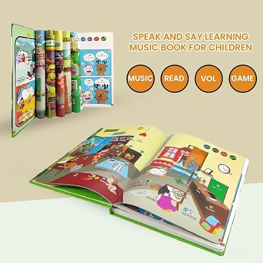 Interactive Sound Book for Kids, Boys, Toddlers – Educational Talking Book with Music, Phonics, Numbers, ABCs, Shapes & Touch Features