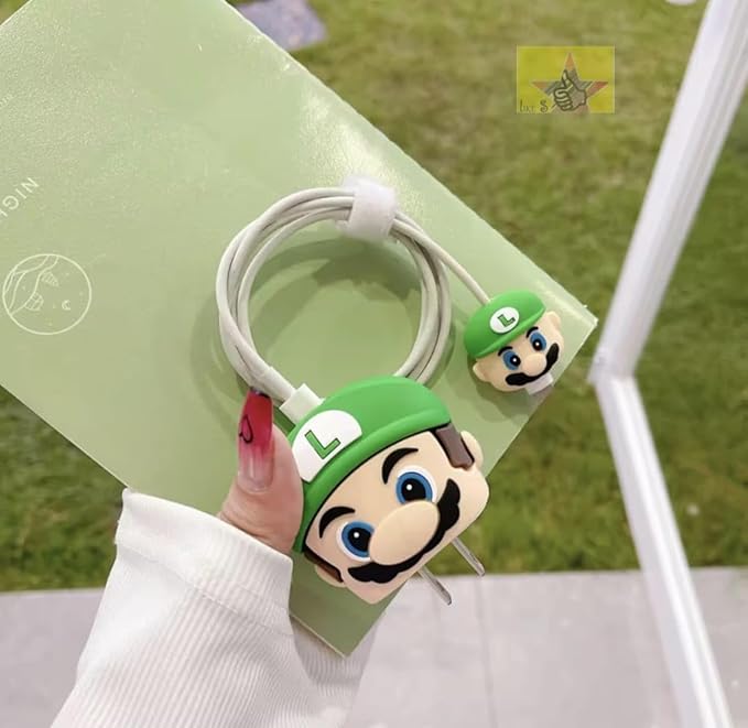 Mario Green Silicon I Phone Charger Protecter