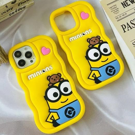 Minions Cartoon Case, Full Protective Shockproof Cover for iPhone 15 Pro Regular