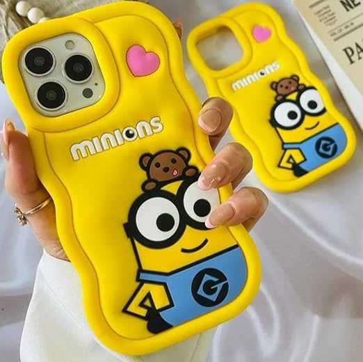 Minions Cartoon Case, Full Protective Shockproof Cover for iPhone 15 Pro Regular