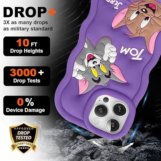 Tom and Jerry Cartoon Case, Full Protective Shockproof Cover for iPhone 15 Pro Regular