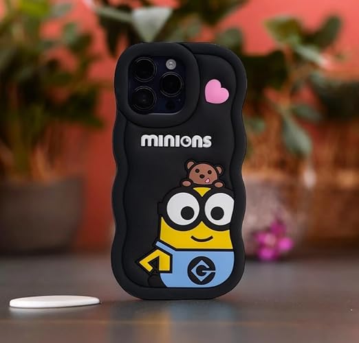 Minions Cartoon Case, Full Protective Shockproof Cover for iPhone 15 Pro Regular